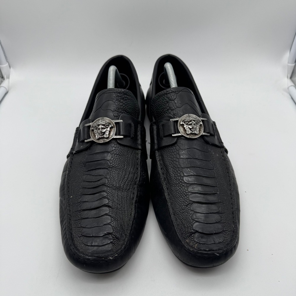 Versace Medusa Head Black Leather Python Embossed… - image 2